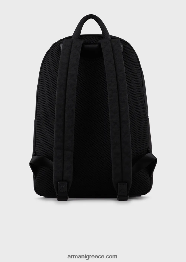 άνδρες Armani νάιλον σακίδιο πλάτης με ζακάρ αετό παντού 4046R61954 μαύρος