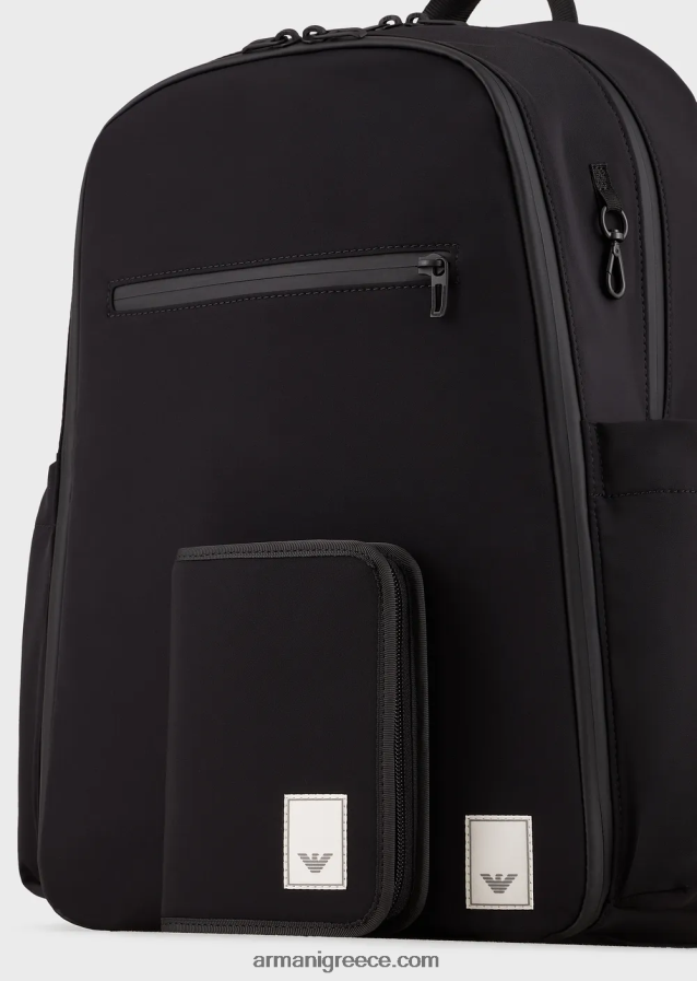 άνδρες Armani αδιάβροχο νάιλον σακίδιο πρώτης ανάγκης για ταξίδια 4046R61959 μαύρο λογότυπο