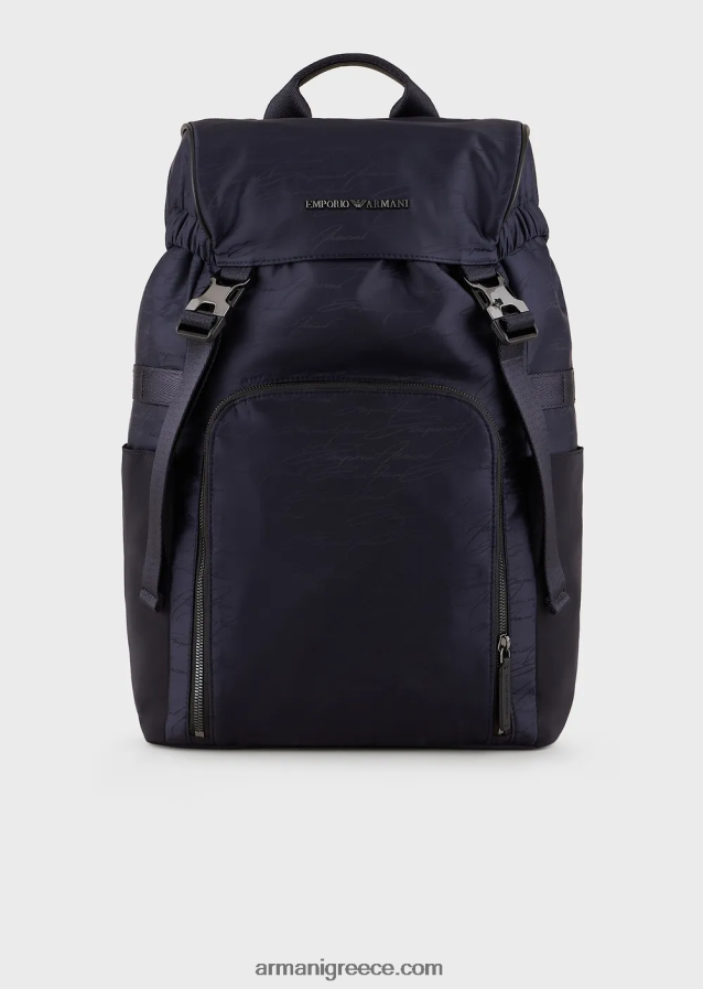 άνδρες Armani Σακίδιο πλάτης από νάιλον ζακάρ με λογότυπο υπογραφή 4046R61960 ναυτικό μπλε