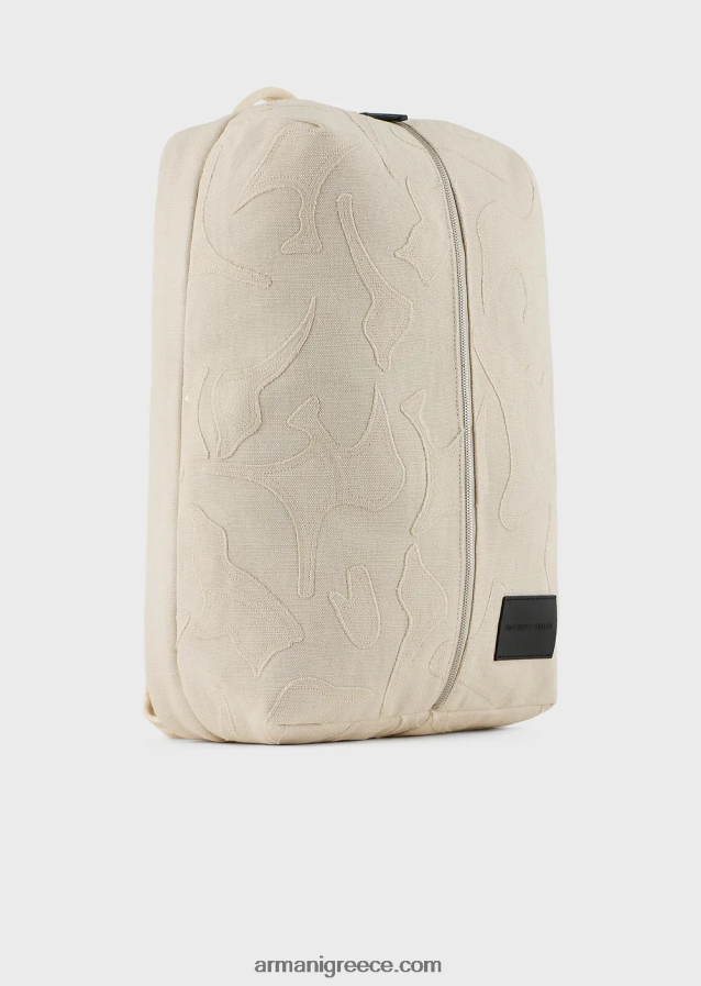 άνδρες Armani σακίδιο πλάτης από κεντημένο καμβά 4046R61962 άσπρο