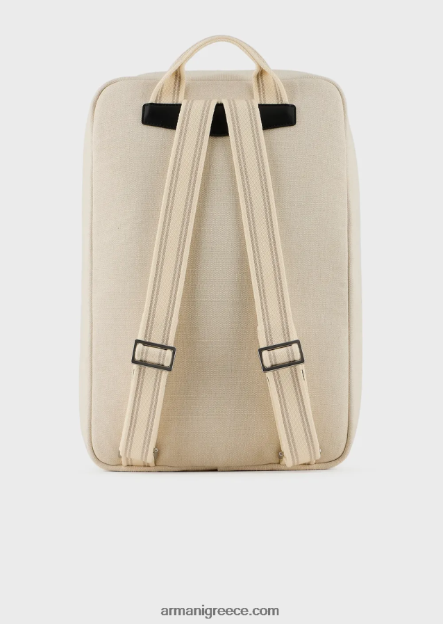 άνδρες Armani σακίδιο πλάτης από κεντημένο καμβά 4046R61962 άσπρο