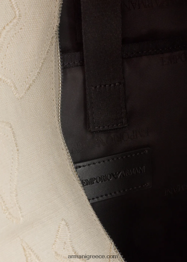 άνδρες Armani σακίδιο πλάτης από κεντημένο καμβά 4046R61962 άσπρο