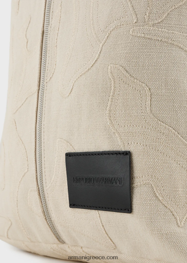 άνδρες Armani σακίδιο πλάτης από κεντημένο καμβά 4046R61962 άσπρο