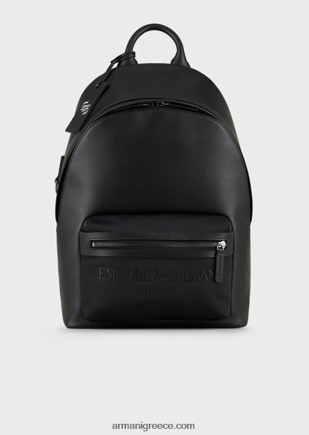 άνδρες Armani σακίδιο πλάτης από νάιλον και αναγεννημένο δέρμα 4046R61963