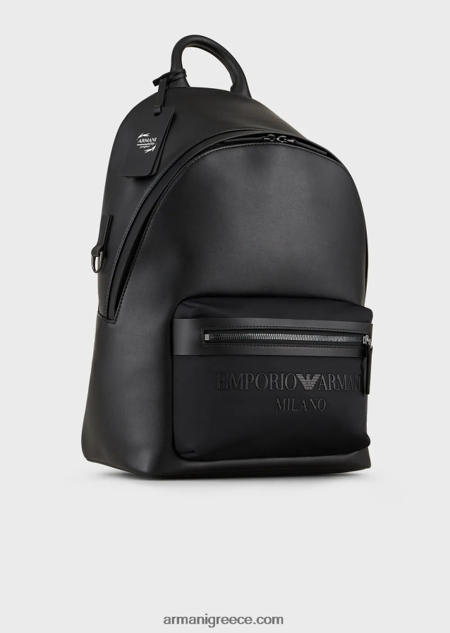 άνδρες Armani σακίδιο πλάτης από νάιλον και αναγεννημένο δέρμα 4046R61963