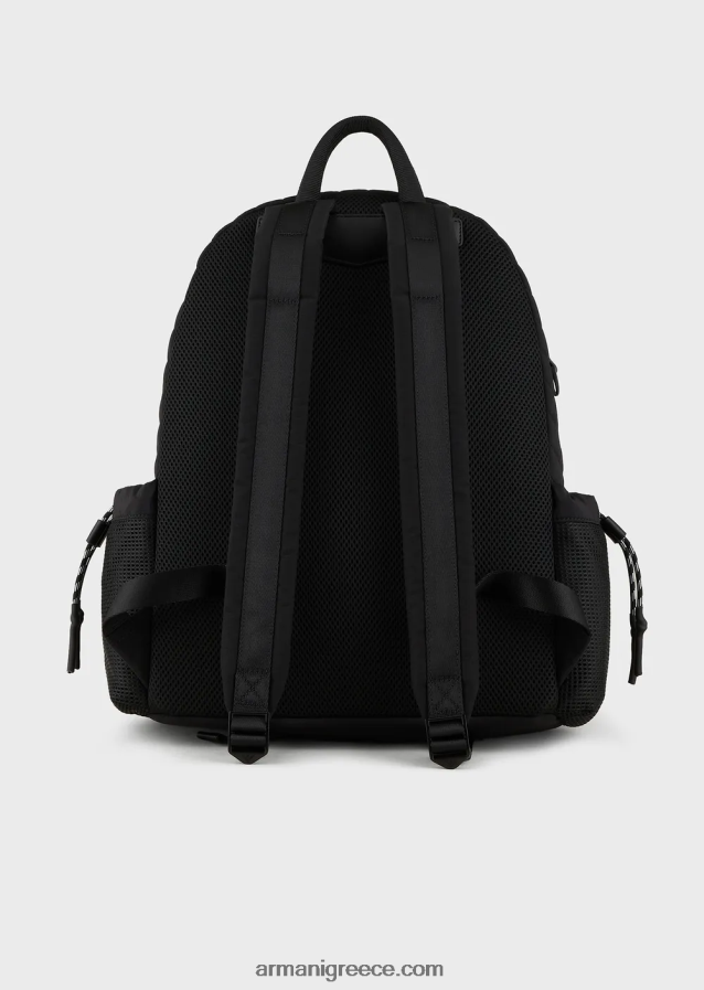 άνδρες Armani ανακυκλωμένο, καπιτονέ ripstop νάιλον σακίδιο πλάτης 4046R61945 μαύρος