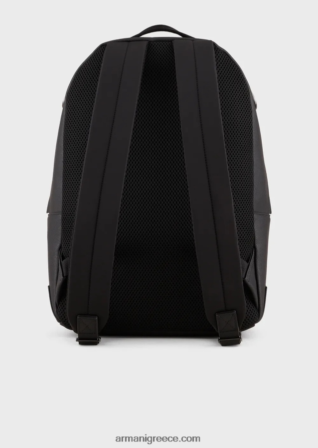 άνδρες Armani Στρογγυλό σακίδιο πλάτης με στάμπα saffiano, αναγεννημένο δέρμα 4046R61964