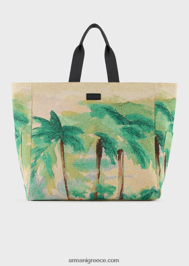 άνδρες Armani αναστρέψιμη νάιλον τσάντα με εκτύπωση παλάμης 4046R61989