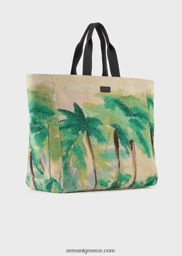άνδρες Armani αναστρέψιμη νάιλον τσάντα με εκτύπωση παλάμης 4046R61989