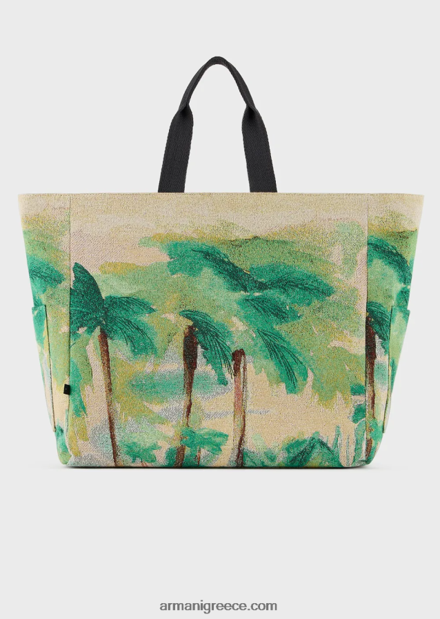 άνδρες Armani αναστρέψιμη νάιλον τσάντα με εκτύπωση παλάμης 4046R61989