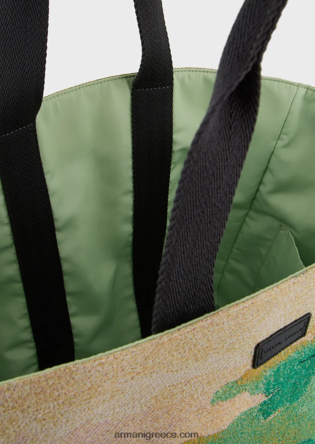 άνδρες Armani αναστρέψιμη νάιλον τσάντα με εκτύπωση παλάμης 4046R61989