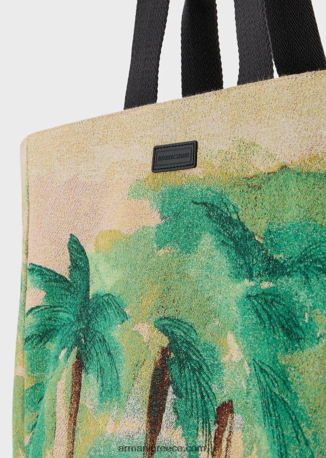άνδρες Armani αναστρέψιμη νάιλον τσάντα με εκτύπωση παλάμης 4046R61989