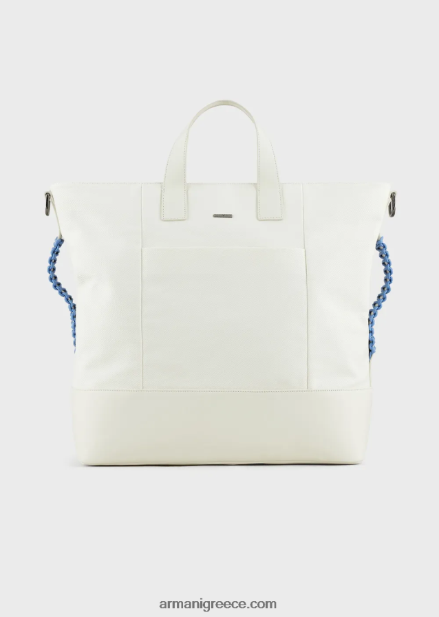 άνδρες Armani τσάντα shopper από ανακυκλωμένο twill με δερμάτινες λεπτομέρειες 4046R61988