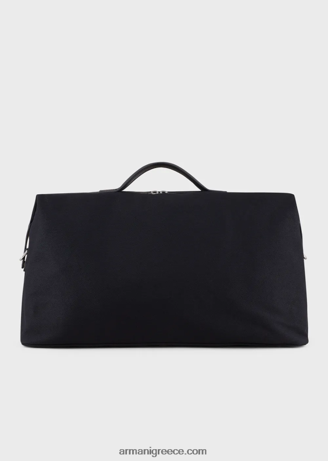 άνδρες Armani πάνινη τσάντα weekend με δερμάτινες λεπτομέρειες 4046R61993