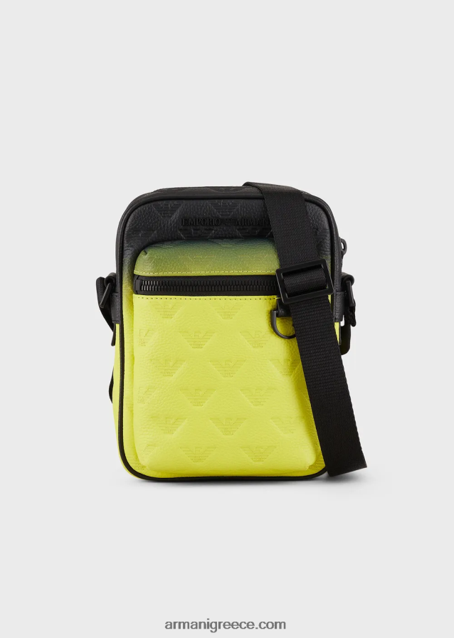 άνδρες Armani Δερμάτινη τσάντα χιαστί ντεγκραντέ με ανάγλυφο αετό 4046R61978 πρότυπο