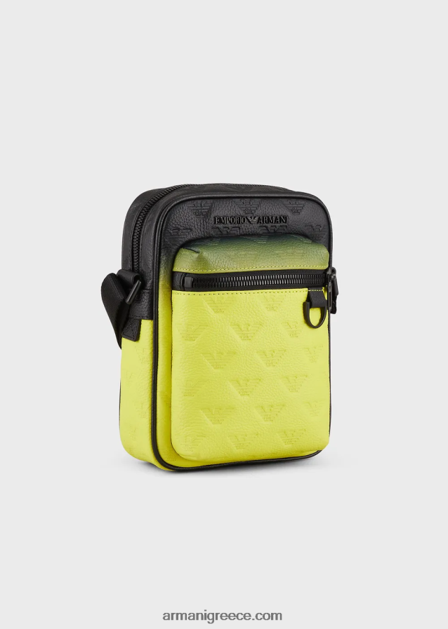 άνδρες Armani Δερμάτινη τσάντα χιαστί ντεγκραντέ με ανάγλυφο αετό 4046R61978 πρότυπο