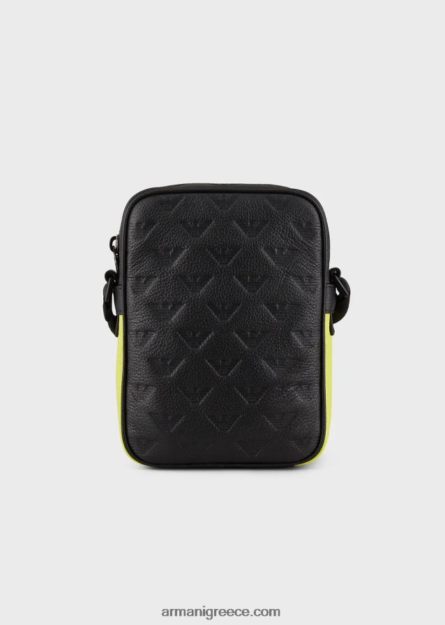 άνδρες Armani Δερμάτινη τσάντα χιαστί ντεγκραντέ με ανάγλυφο αετό 4046R61978 πρότυπο