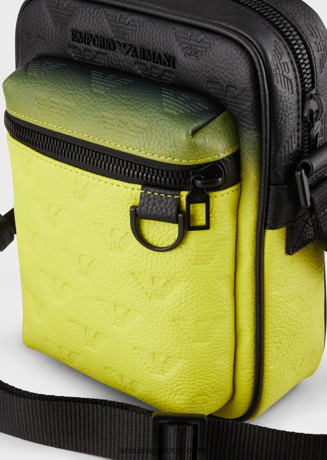 άνδρες Armani Δερμάτινη τσάντα χιαστί ντεγκραντέ με ανάγλυφο αετό 4046R61978 πρότυπο