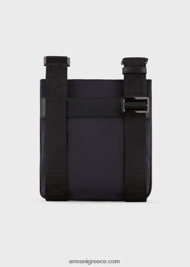 άνδρες Armani επίπεδη ζακάρ νάιλον τσάντα ώμου με λογότυπο υπογραφή 4046R61982
