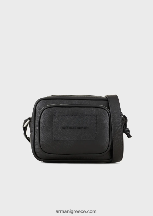 άνδρες Armani Δερμάτινη θήκη κάμερας με λουράκι ώμου 4046R61984 μαύρος
