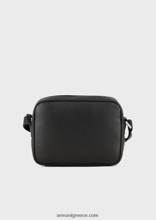 άνδρες Armani Δερμάτινη θήκη κάμερας με λουράκι ώμου 4046R61984 μαύρος