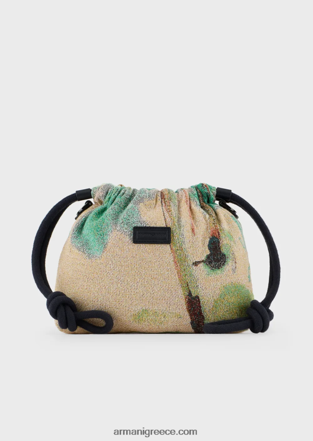 άνδρες Armani αναστρέψιμη νάιλον μίνι τσάντα χιαστί με στάμπα παλάμης 4046R61987