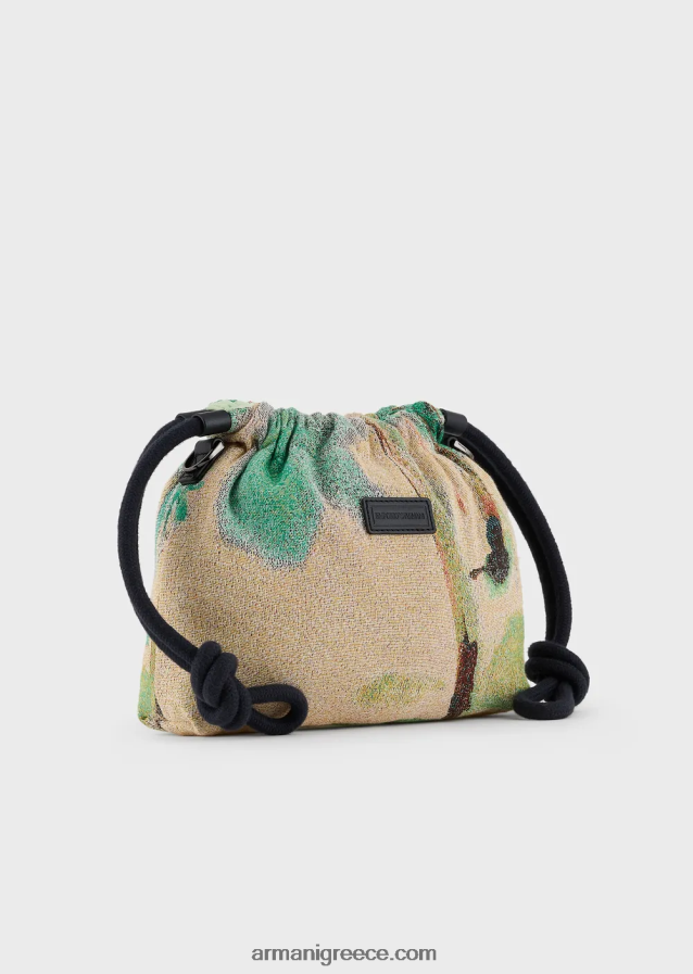 άνδρες Armani αναστρέψιμη νάιλον μίνι τσάντα χιαστί με στάμπα παλάμης 4046R61987