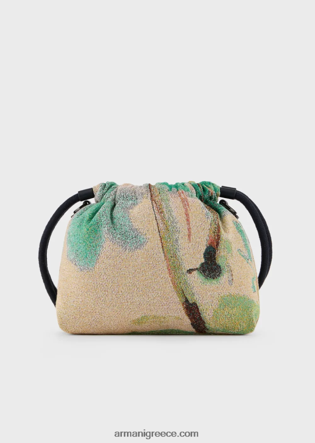 άνδρες Armani αναστρέψιμη νάιλον μίνι τσάντα χιαστί με στάμπα παλάμης 4046R61987