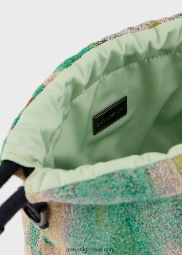 άνδρες Armani αναστρέψιμη νάιλον μίνι τσάντα χιαστί με στάμπα παλάμης 4046R61987