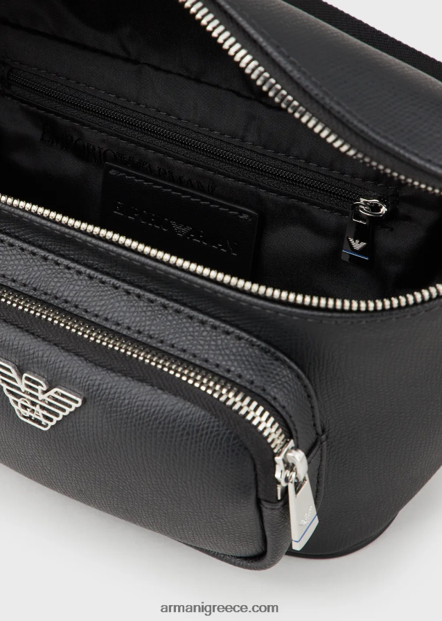άνδρες Armani τσάντα ζώνης με πλάκα αετού 4046R61967 μαύρος