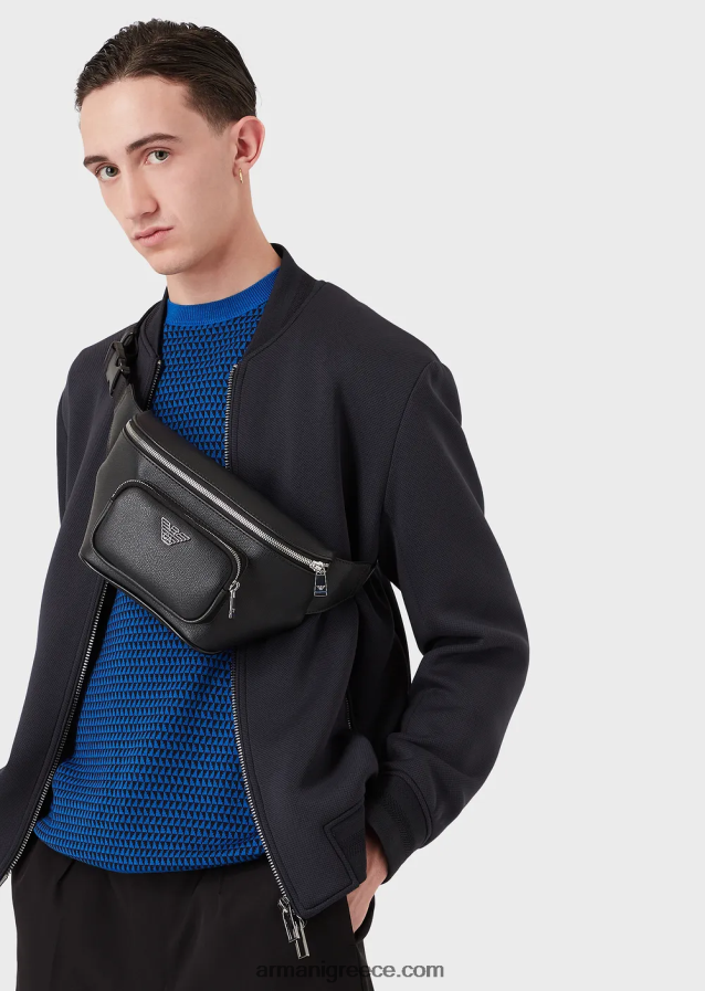 άνδρες Armani τσάντα ζώνης με πλάκα αετού 4046R61967 μαύρος