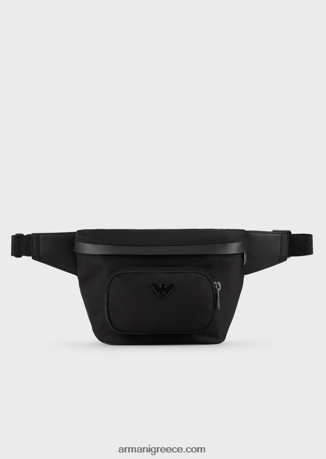 άνδρες Armani τσάντα ζώνης από ανακυκλωμένο νάιλον 4046R61968 μαύρος