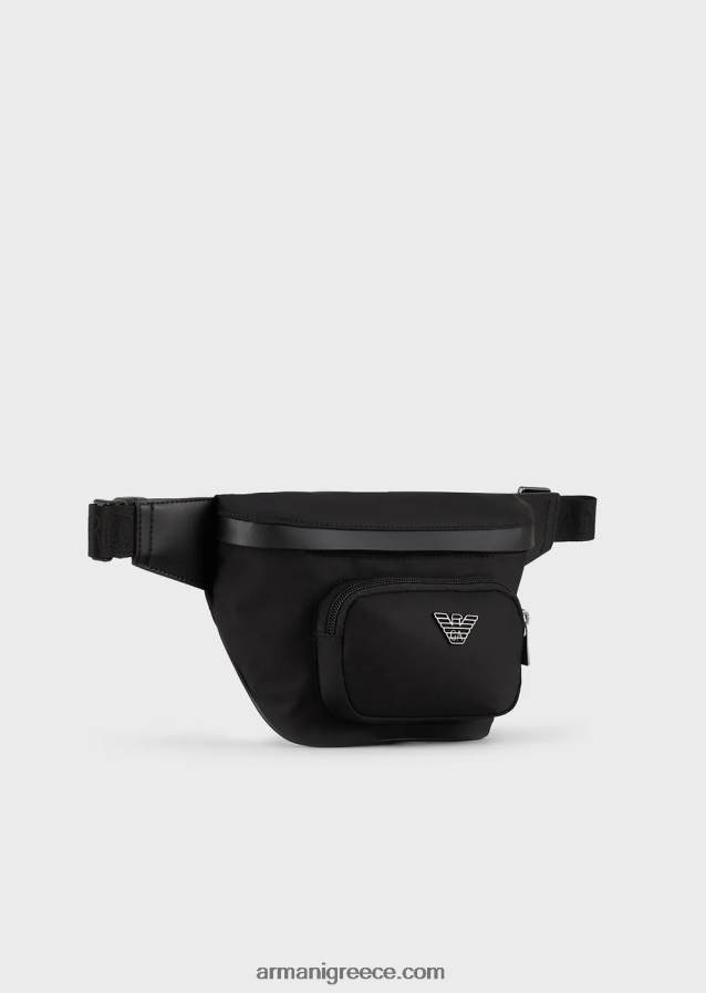 άνδρες Armani τσάντα ζώνης από ανακυκλωμένο νάιλον 4046R61968 μαύρος