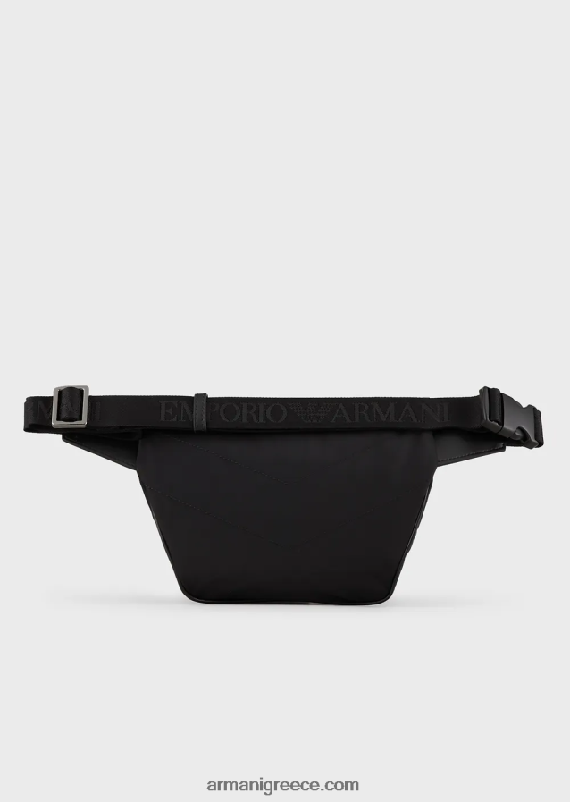 άνδρες Armani τσάντα ζώνης από ανακυκλωμένο νάιλον 4046R61968 μαύρος