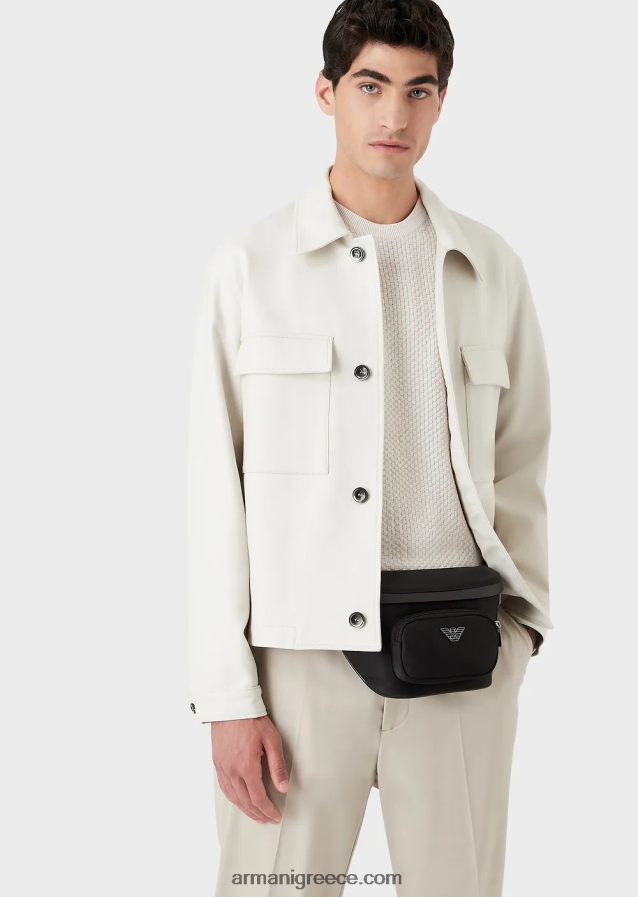 άνδρες Armani τσάντα ζώνης από ανακυκλωμένο νάιλον 4046R61968 μαύρος