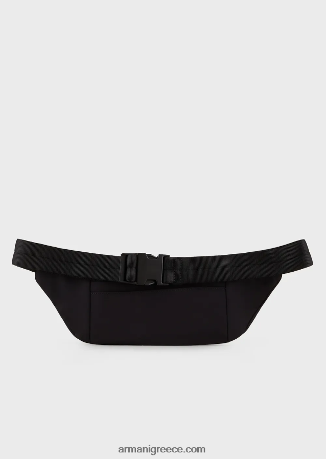 άνδρες Armani αδιάβροχη νάιλον τσάντα ζωνών πρώτης ανάγκης ταξιδιού 4046R61969 μαύρο λογότυπο