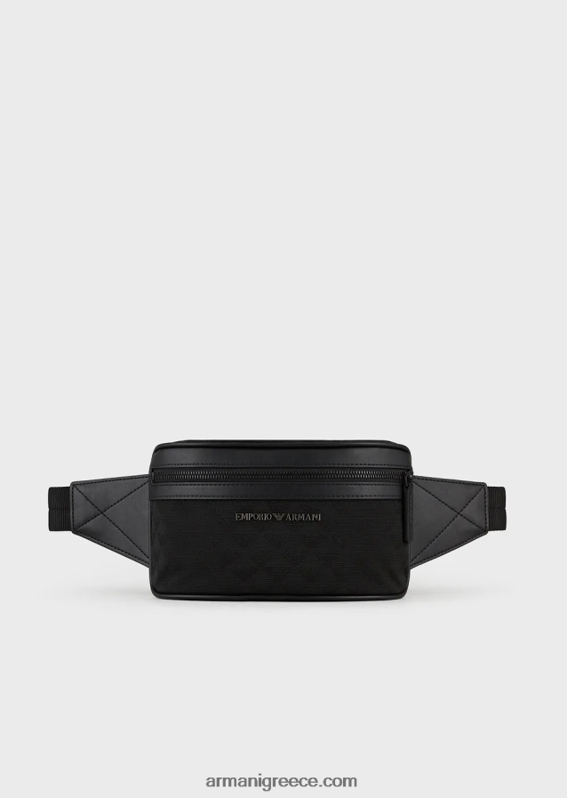άνδρες Armani νάιλον τσάντα ζώνης με ζακάρ αετό παντού 4046R61971 μαύρος