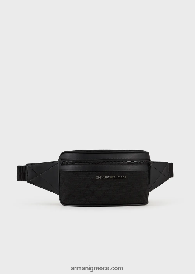 άνδρες Armani νάιλον τσάντα ζώνης με ζακάρ αετό παντού 4046R61971 μαύρος