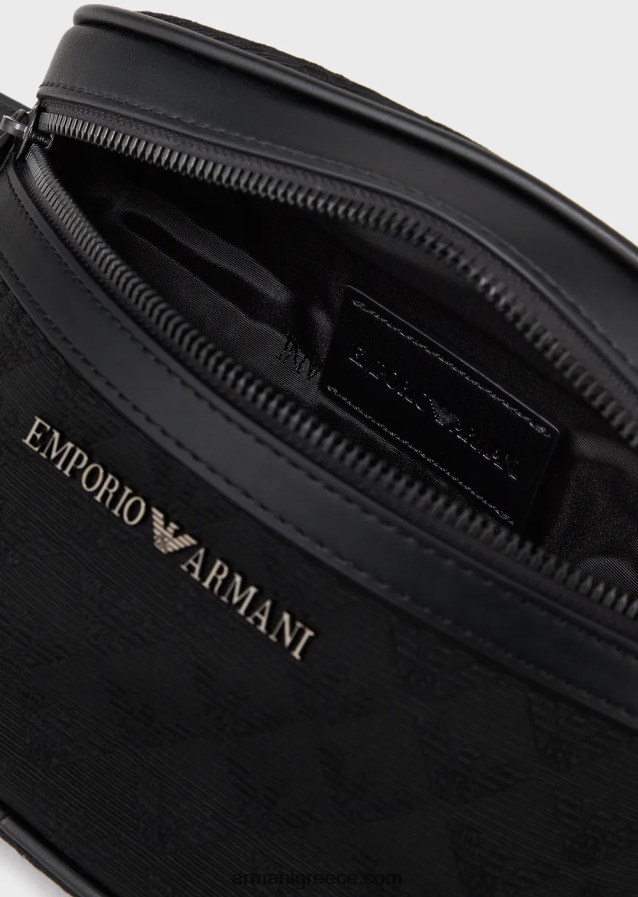 άνδρες Armani νάιλον τσάντα ζώνης με ζακάρ αετό παντού 4046R61971 μαύρος