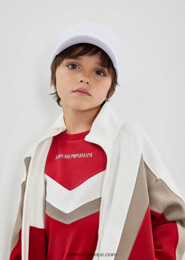 αγόρι Armani Καπέλο του μπέιζμπολ με ανάγλυφο λογότυπο 4046R62486 άσπρο