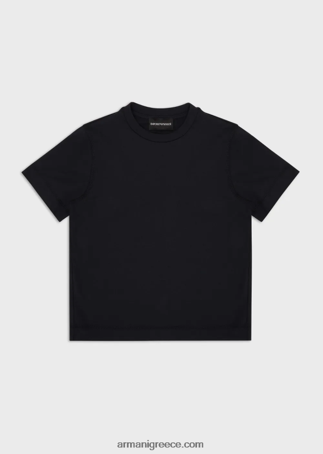 αγόρι Armani μπλουζάκι ζέρσεϊ με πολύχρωμο μπάλωμα αετού 4046R62372 ναυτικό μπλε