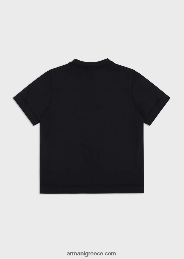 αγόρι Armani μπλουζάκι ζέρσεϊ με πολύχρωμο μπάλωμα αετού 4046R62372 ναυτικό μπλε