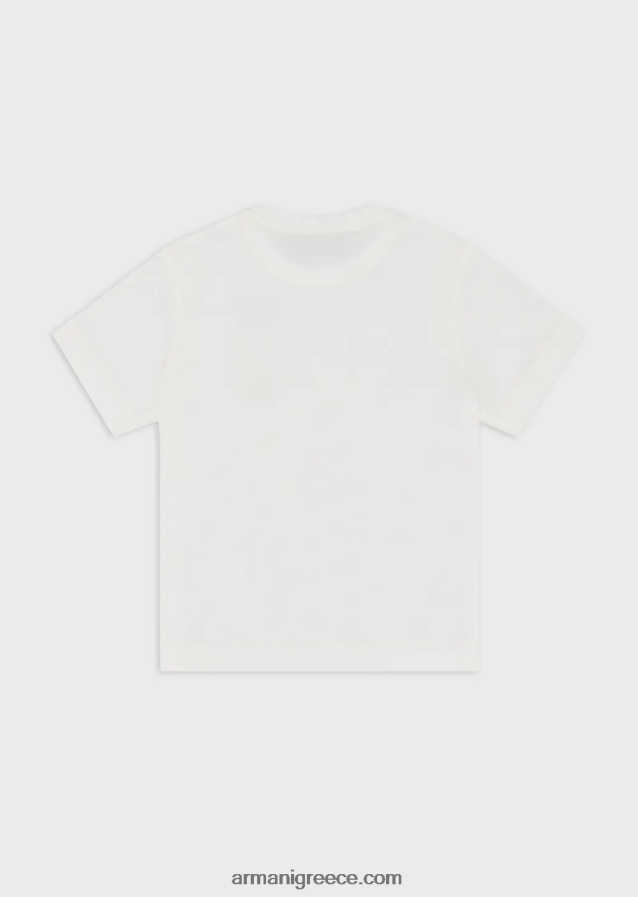 αγόρι Armani μπλουζάκι ζέρσεϊ με πολύχρωμο μπάλωμα αετού 4046R62373 άσπρο