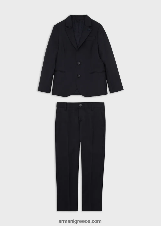 αγόρι Armani μονόπλευρο κοστούμι από ελαφρύ παρθένο μαλλί 4046R62397