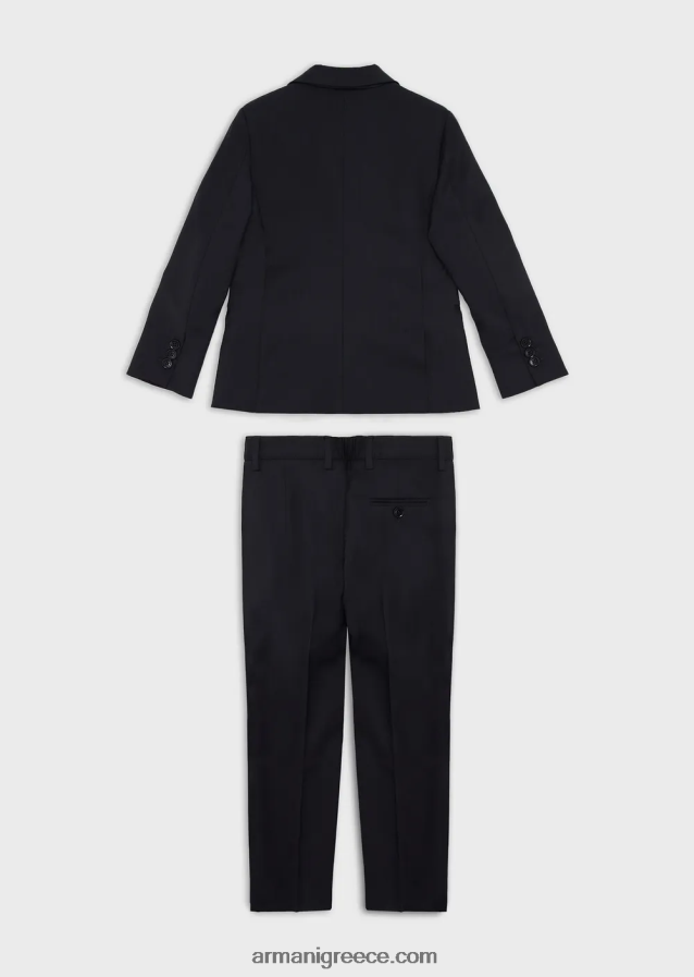 αγόρι Armani μονόπλευρο κοστούμι από ελαφρύ παρθένο μαλλί 4046R62397
