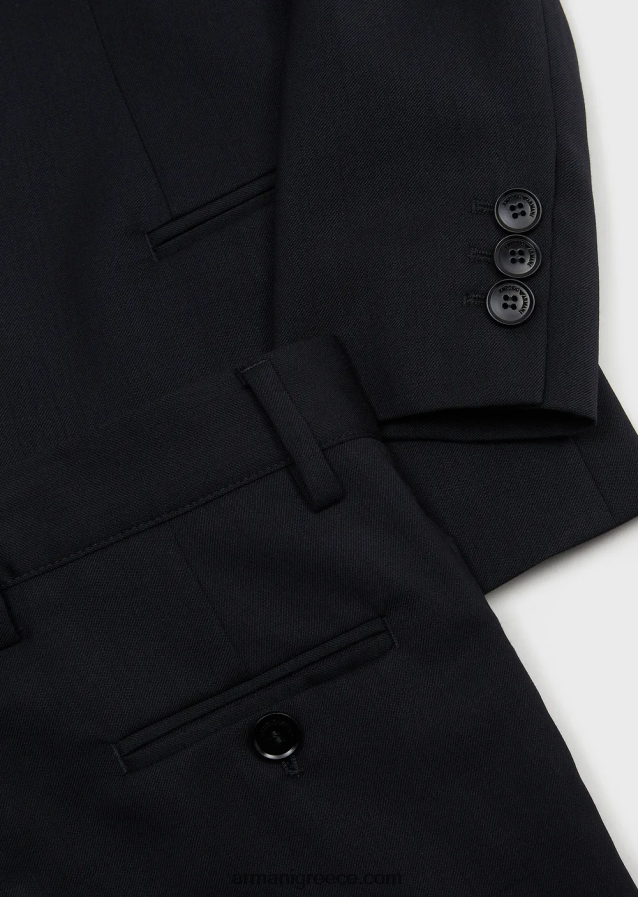 αγόρι Armani μονόπλευρο κοστούμι από ελαφρύ παρθένο μαλλί 4046R62397