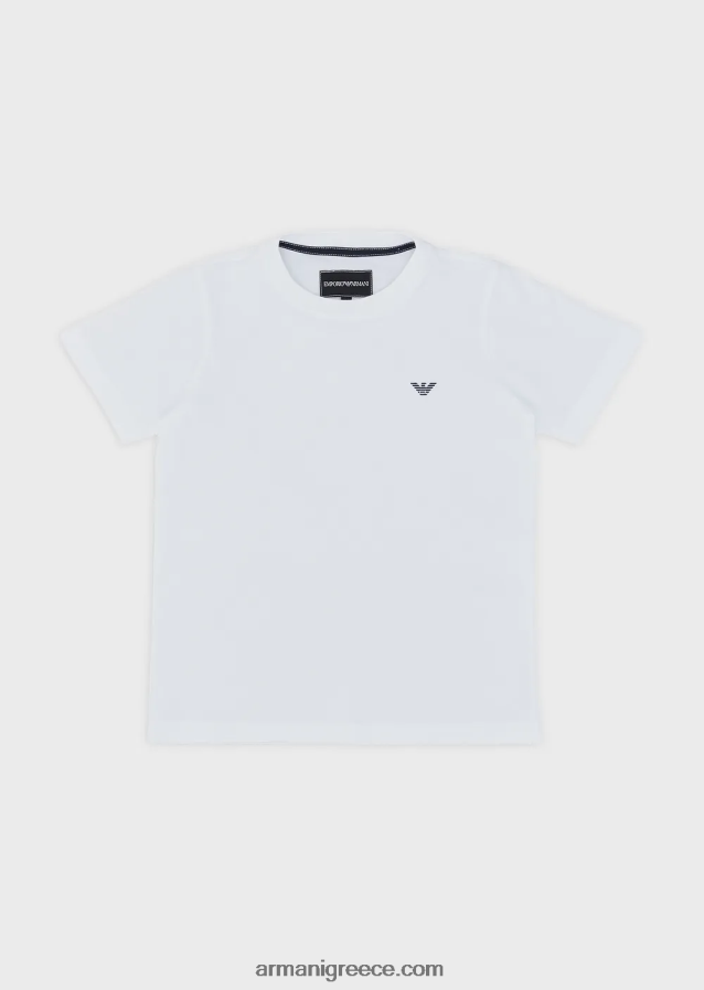 αγόρι Armani βαμβακερό μπλουζάκι με λογότυπο 4046R62409 άσπρο