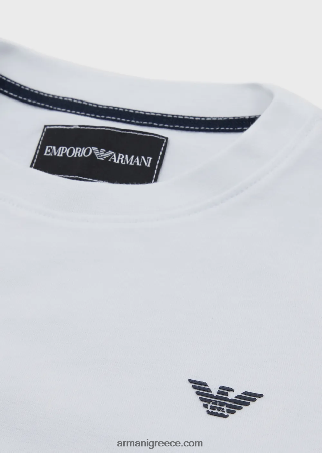 αγόρι Armani βαμβακερό μπλουζάκι με λογότυπο 4046R62409 άσπρο