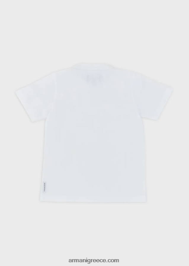 αγόρι Armani βαμβακερό μπλουζάκι με λογότυπο 4046R62409 άσπρο
