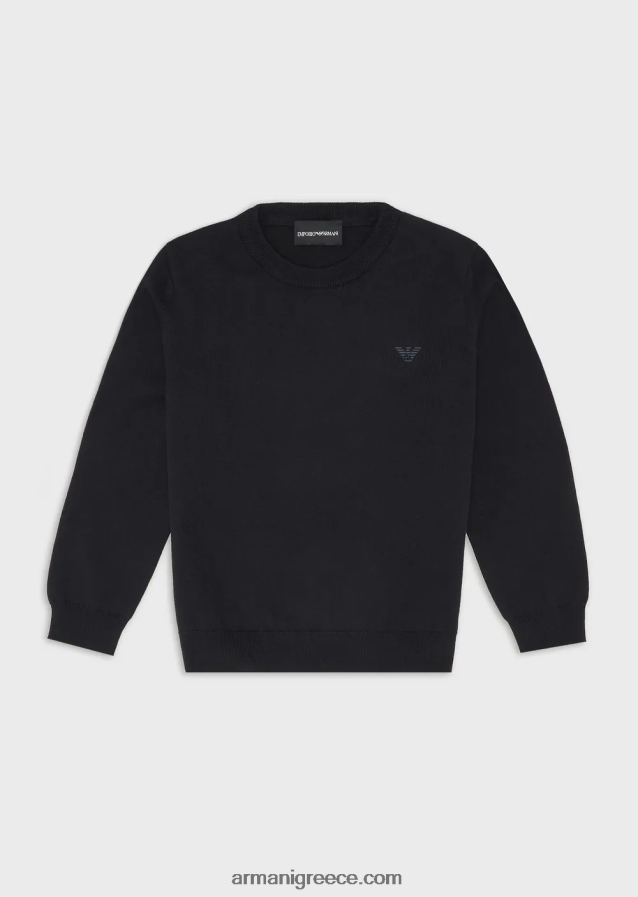 αγόρι Armani Μπλούζα από μαλλί με κέντημα μικροαετού 4046R62412 ναυτικό μπλε